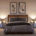 vidaXL Armoires de chevet et lumières LED 2 Pièces sonoma gris