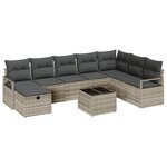 vidaXL Ensemble de Canapé de Jardin de 9 Pièces avec Coussins en Rattan Poly Gris Clair