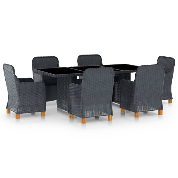 vidaXL Ensemble à manger d'extérieur et coussins 7 Pièces résine tressée