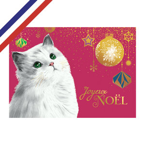 Carte double joyeux noël chat