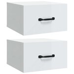 vidaXL Tables de chevet murales 2 Pièces Blanc brillant 35x35x20 cm