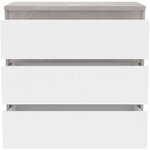 Commode CHELSEA 3 Tiroirs - Couleur blanc/béton clair - 77 2 x 42 x 79 9 cm
