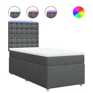 vidaXL Sommier à lattes de lit avec matelas Gris foncé 100x200cm Tissu