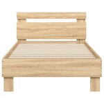 vidaXL Cadre de lit tête de lit et lumières LED chêne sonoma 90x190 cm