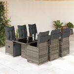 vidaXL Ensemble de bistro de jardin 7 Pièces coussins gris poly rotin