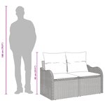 Canapé de jardin 2 places vidaXL avec coussins gris clair en poly rotin