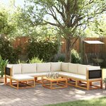 vidaXL Salon de jardin avec coussins 9 Pièces bois massif d'acacia
