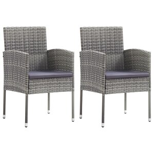 vidaXL Chaises de jardin coussins gris foncé 2 Pièces résine tressée