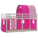 vidaXL Lit superposé avec rideaux rose 90x190 cm bois pin massif