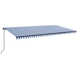 vidaXL Auvent manuel rétractable avec LED 600x300 cm Bleu et blanc