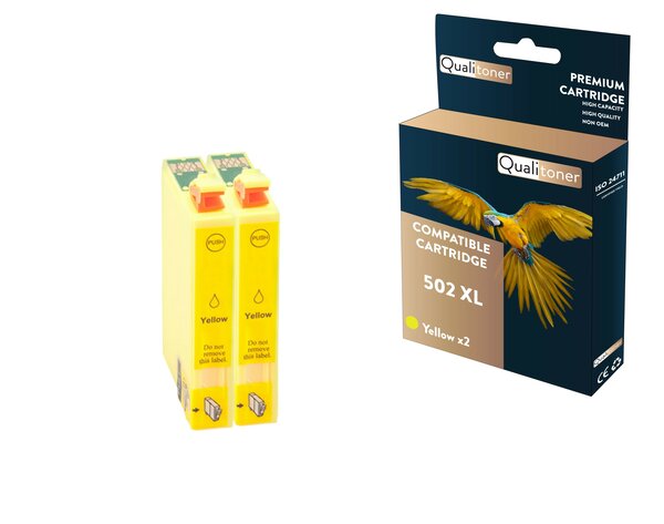 Qualitoner - 2 cartouche compatible pour epson 502xl 502 xl jaune (jumelles)