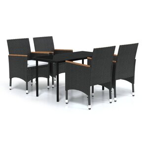 vidaXL Ensemble à manger de jardin avec coussins 5 Pièces Noir