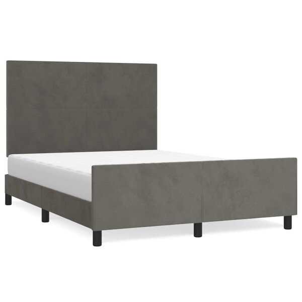 vidaXL Cadre de lit avec tête de lit Gris foncé 140x190 cm Velours
