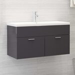vidaXL Armoire d'évier avec lavabo intégré Gris brillant Aggloméré