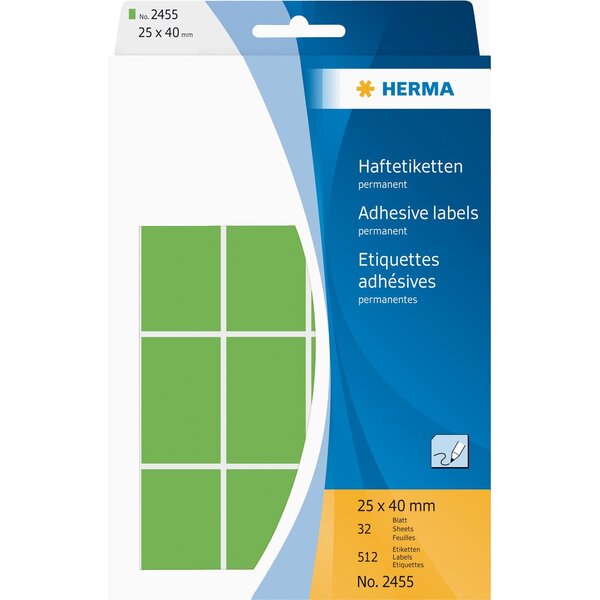 Etiquettes multi-usage, 25 x 40 mm, vert pack de 512 herma