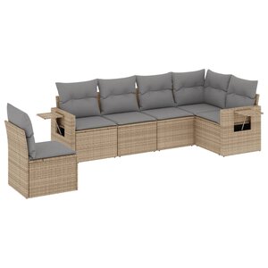vidaXL Salon de jardin avec coussins 6 Pièces beige résine tressée