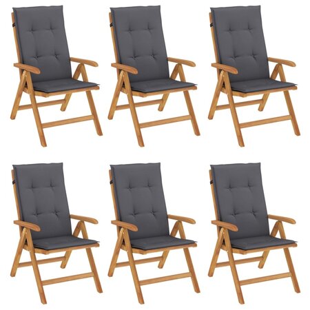 vidaXL Chaises de jardin inclinables et coussins lot de 6 bois teck