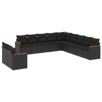 vidaXL Salon de jardin 11 Pièces avec coussins noir résine tressée