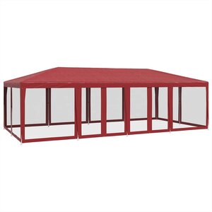 vidaXL Tente de fête avec 12parois latérales en maille rouge 8x4m PEHD