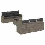 vidaXL Salon de jardin avec coussins 7 Pièces gris résine tressée