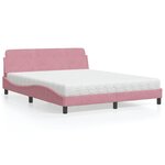 vidaXL Lit avec matelas rose 160x200 cm velours