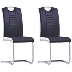vidaXL Chaises à manger cantilever lot de 2 noir similicuir