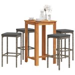 vidaXL Ensemble de bar de jardin 5 Pièces gris bois massif acacia rotin