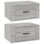 vidaXL Tables de chevet murales 2 Pièces Sonoma gris 50x36x25 cm