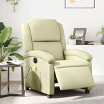 vidaXL Fauteuil de massage inclinable électrique crème cuir véritable