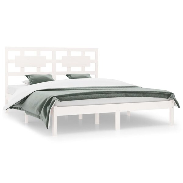 vidaXL Cadre de lit Blanc Bois de pin massif 160x200 cm