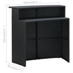 vidaXL Ensemble de bar de jardin avec coussins 3 Pièces Noir