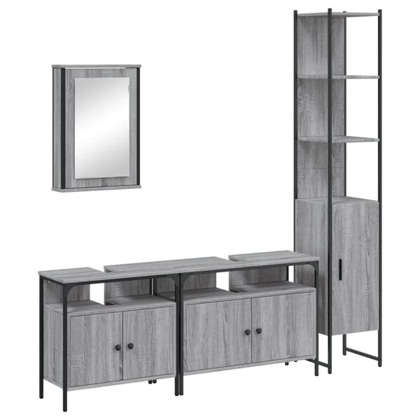 vidaXL Ensemble de meubles de salle de bain 4 Pièces Sonoma gris