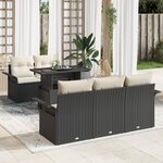 vidaXL Ensemble de canapé de jardin 6 pièces avec coussins Noir Poly Rotin