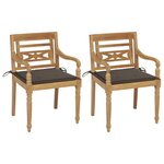 vidaXL Chaises Batavia 2 Pièces avec coussins taupe Bois de teck massif