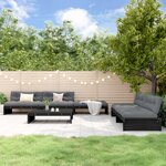 vidaXL Salon de jardin 6 Pièces avec coussins noir bois massif