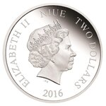 Pièce de monnaie 2 Dollars Niue 2016 1 once argent BE – Yoda