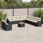 vidaXL Salon de jardin 12 Pièces avec coussins noir résine tressée