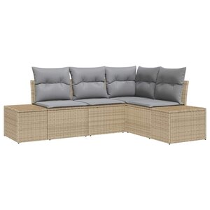 vidaXL Ensemble de canapé de jardin 4 Pièces Beige polyrotin
