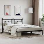 vidaXL Cadre de lit métal avec tête de lit noir 183x213 cm