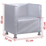 vidaXL Fauteuil cube blanc simili cuir