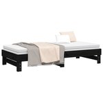 vidaXL Lit coulissant Noir 2x(100x200) cm Bois de pin massif