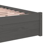 vidaXL Cadre de lit Gris Bois massif 75x190 cm Petit simple