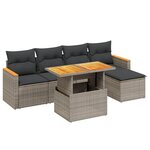 vidaXL Salon de jardin 6 Pièces avec coussins gris résine tressée