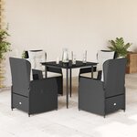 vidaXL Ensemble à manger de jardin coussins 5Pièces Noir Résine tressée