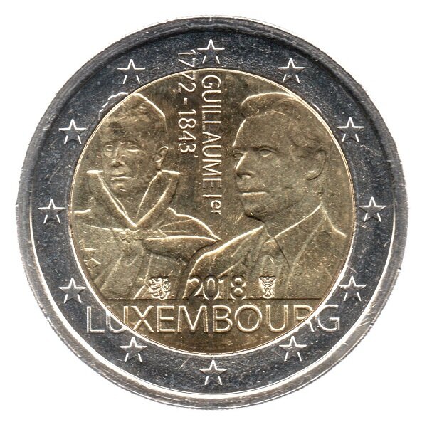 Pièce de monnaie 2 euro commémorative Luxembourg 2018 – Guillaume Ier