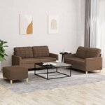 vidaXL Ensemble de canapés 3 Pièces avec coussins Marron Tissu