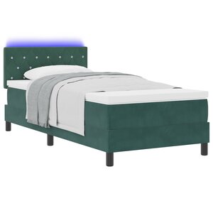 lit box spring vidaXL avec matelas et LED vert foncé 100x200 cm en velours