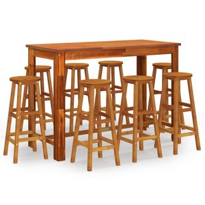vidaXL Ensemble de bar de jardin 9 Pièces Bois d'acacia solide