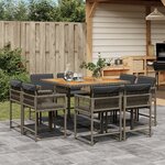 vidaXL Ensemble à manger de jardin 9 Pièces coussins gris résine tressée