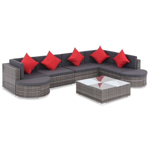 vidaXL Salon de jardin 8 Pièces avec coussins résine tressée gris